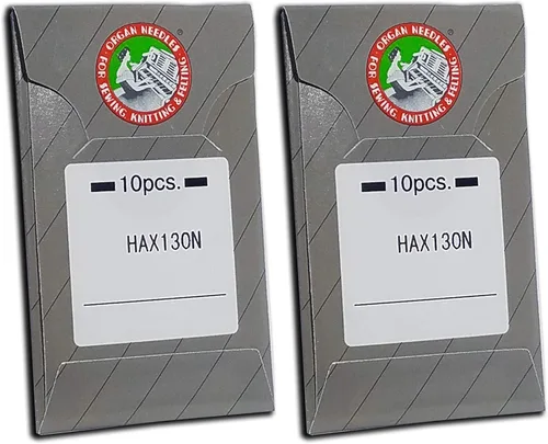 20 agujas para máquina de coser para el hogar con costura superior y bordado HAX130N de mango plano ~ Varios tamaños (Métrico 80/12)