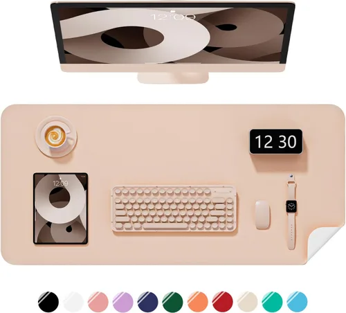 Miniatura 22 de Alfombrilla de escritorio, 60 x 35 cm, de piel sintética, antideslizante, alfombrilla grande para mouse para escritorio, impermeable, almohadilla