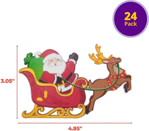 Miniatura 4 de DecoPac Decoración de pastel de Papá Noel en trineo, adorno para pastel de Navidad, Layon festivo con Papá Noel y renos, paquete de 24