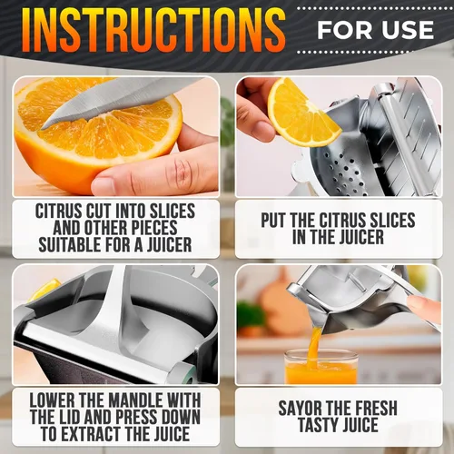 Miniatura 5 de Exprimidor de mano con mango ergonómico resistente, cuenco de aluminio de 20 onzas con boquilla de vertido para verter sin ensuciar, prensa manual