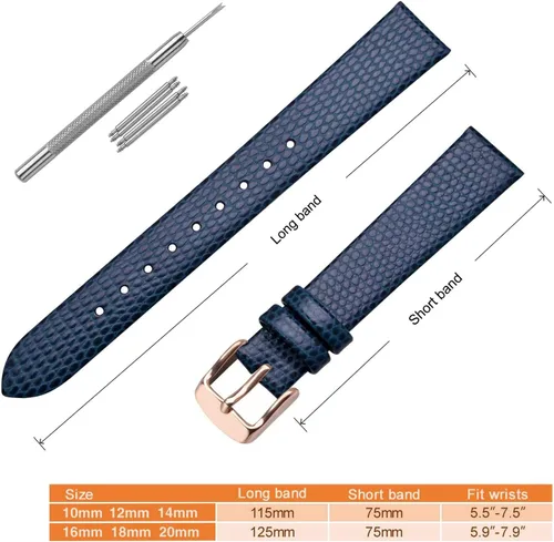 Miniatura 5 de ANNEFIT Correa de reloj de cuero para mujer, 0.394 in, 0.472 in, 0.512 in, 0.551 in, 0.591 in, 0.630 in, 0.709 in, 0.787 in, correa de repuesto