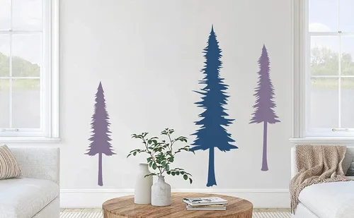 Miniatura 4 de Calcomanías de pared de árbol de pino grande, calcomanías de pared de árbol verde para despegar y pegar, bosque de pino, cuarto de bebé, decoración