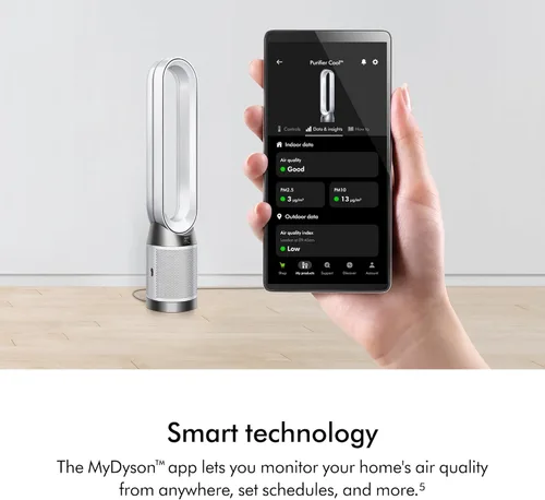 Miniatura 4 de Purificador de aire Dyson Pure Cool PC1, ventilador de torre con filtro HEPA, controlado por aplicación y control remoto, oscilación de 350°, 10