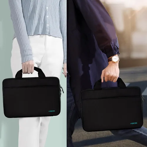 Miniatura 6 de Hseok Funda para laptop de 13.3 a 14 pulgadas, portafolios de 180 grados resistente al agua y a los golpes con forro de terciopelo suave, compatible