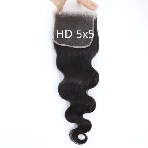 Miniatura 10 de Afro Kinky Curly 5x5 HD Cierre de encaje prearrancado con borde rizado de bebé 4B 4C, cierre de encaje HD de cabello humano transparente