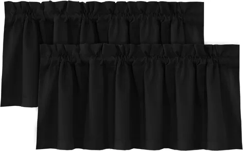 Miniatura 28 de H.VERSAILTEX Cenefas de cortina 100% opacas para ventanas, 2 paneles con aislamiento térmico, bolsillo para barra, pequeña cenefa corta para cocina