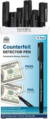 Miniatura 7 de Nadex Bolígrafo falsificado, fácil de deslizar, dorado para real, negro para falsificaciones, detecta facturas falsificadas (paquete de 1)