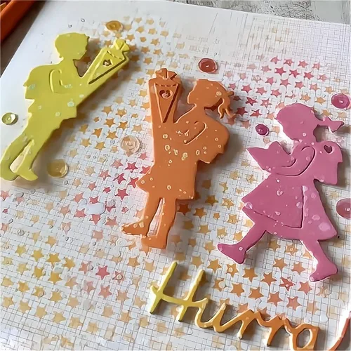 Miniatura 7 de Briartw Juego de 6 troqueles de corte de metal para niños y niñas, para manualidades, álbumes de recortes, plantillas en relieve, álbum, tarjetas