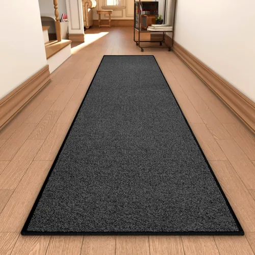 Miniatura 9 de AREDO Alfombra de pasillo con parte trasera de goma antideslizante, alfombra de piso suave lavable para cocina, pasillo, entrada interior, Negro