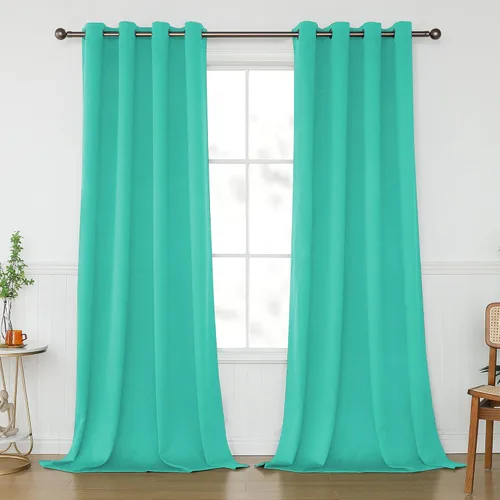 Miniatura 33 de KEQIAOSUOCAI Cortinas rosa bebé de 63 pulgadas para habitación de niñas - Con aislamiento térmico que oscurece la habitación, cortinas de ventana