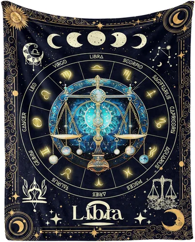 Miniatura 20 de Manta del Zodiaco Acuario para Niños y Niñas, Diseño Temático de Astrología Secreta Impreso, Mantas de Tiro para Niños, Regazo, Silla, Manta Suave