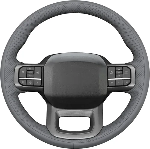 Miniatura 22 de MEWANT Funda de volante de automóvil brillante de fibra de carbono y gamuza cosida a mano para Ford F-150 2021-2023 / F-150 Lightning 2022-2023