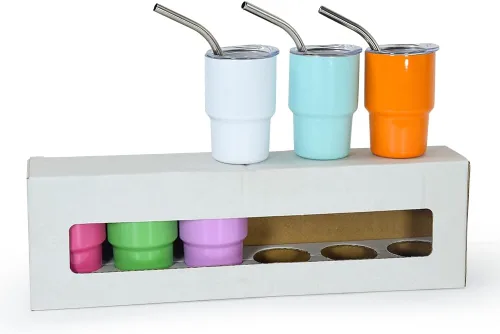 Miniatura 6 de AGH Mini vaso de shot de 3 onzas con popote y tapa, de acero inoxidable de colores, vasos de sublimación de doble pared con aislamiento al vacío, 6