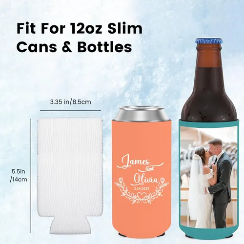 Miniatura 3 de Enfriadores de latas delgadas personalizadas para cerveza delgada de 12 onzas y refrescos duros, soporte para enfriadores de latas de neopreno