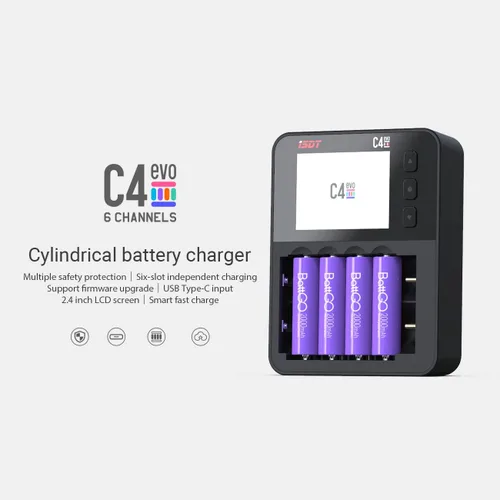 Miniatura 3 de ISDT C4 EVO Probador de capacidad de cargador de batería rápido para AA AAA 18650 21700, analizador de batería inteligente para baterías recargables