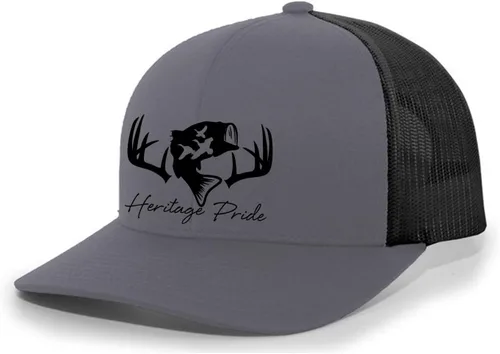 Heritage Pride Sombrero de camionero de malla bordada para hombre de caza de pato de pesca de ciervos