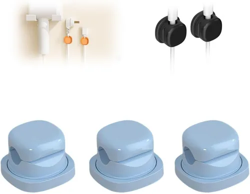 Miniatura 15 de Organizador de cable magnético, clips magnéticos para cable de escritorio, rotación de 360°, organizador de cables para mesita de noche, escritorio