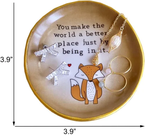 Miniatura 5 de Regalo para mamá, soporte para platos de anillo de zorro, haces del mundo un mejor lugar en él, regalo del día de la madre, regalos para mamá