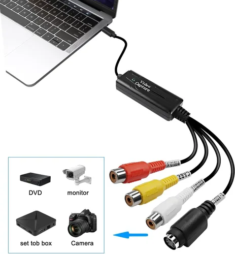 Miniatura 6 de XMSJSIY Convertidor RCA AV a USB C - 1 canal AV NTSC PAL Video S Video/Compuesto a USB Convertidor para teléfono móvil/PC