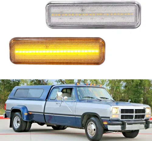 Compatible con 1971-1993 Dodge RAM Charger D100 D150 D250 D350 Plymouth Pickup Truck Luces de Marcador Lateral del Parachoques Delantero Lente Lente