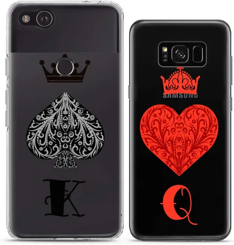 Miniatura 6 de Fundas a juego para parejas compatibles con iPhone 15 14 13 12 11 Pro Max Mini Xs 6s 8 Plus 7 Xr 10 SE 5 King Queen Spades Hes rojo negro encantador