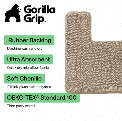 Miniatura 317 de Gorilla Grip - Tapete de baño de felpilla gruesa, suave y absorbente, secado rápido, de microfibra, con reverso de caucho, para piso de ducha, Nube