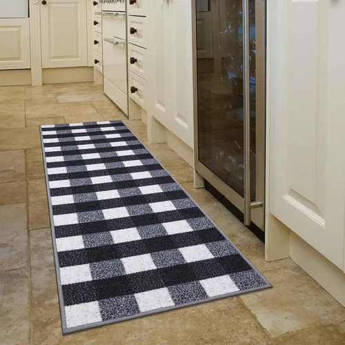 Miniatura 14 de Ottomanson Alfombra de pasillo de 20 x 53 pulgadas, antideslizante, fácil de limpiar, alfombra de lavandería, duradera y apta para mascotas