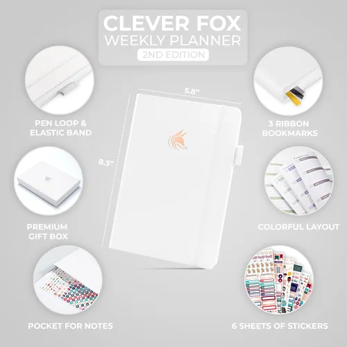 Miniatura 2 de Clever Fox - Agenda 2ª Edición – Planificador de Metas Semanales y Mensuales Colorido, Organizador de Gestión del Tiempo y Productividad, Sin Fecha