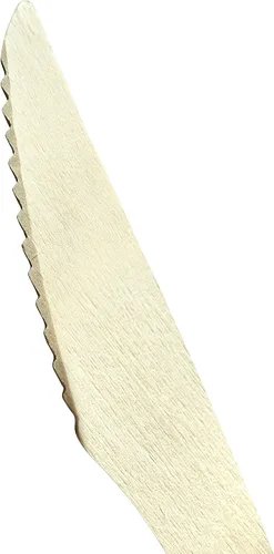Miniatura 4 de KingSeal Cuchillo de madera desechable certificado FSC, biodegradable y respetuoso con el medio ambiente, 6.5 pulgadas de largo, 100