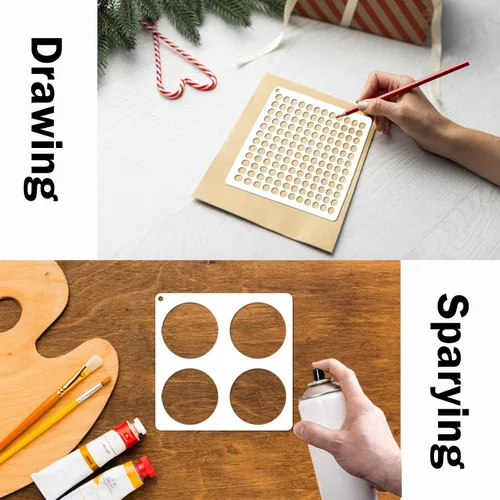 Miniatura 7 de 16 plantillas circulares geométricas de burbujas, plantillas de lunares, plantillas de círculos mixtos para pintar en manualidades, tarjetas