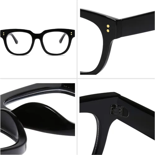 Miniatura 4 de SOJOS Oversized Square Anti Blue Light Blocking Glasses for Women Thick Computer Eyeglasses Double Metal Studs SJ5053B