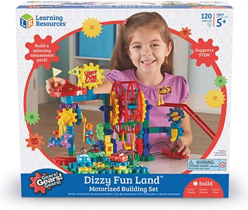 Miniatura 7 de Learning Resources Gears! Gears! Gears! Dizzy Fun Land, juego de juguetes de engranajes motorizados, engranajes para niños, ingeniería para niños