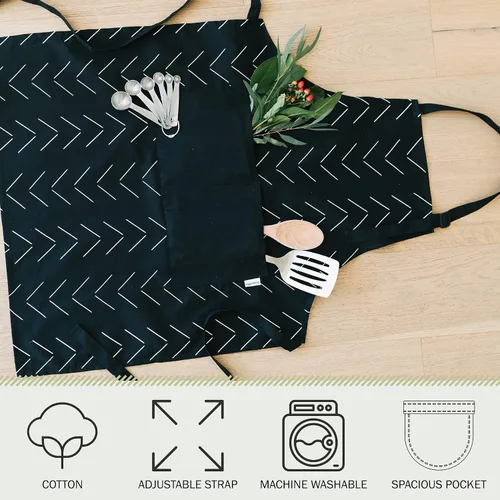 Miniatura 3 de Adjustable Designer Kitchen Apron for Adults Cotton Cooking Apron with Pockets and Adjustable Neck Buckle