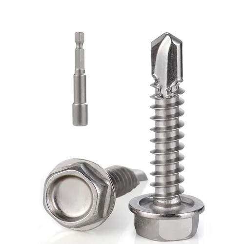 Miniatura 33 de VGBUY 170 tornillos autoperforantes para metal, tornillos autorroscantes de chapa metálica de acero inoxidable 410 #10 x 3/4 pulgadas, tornillos