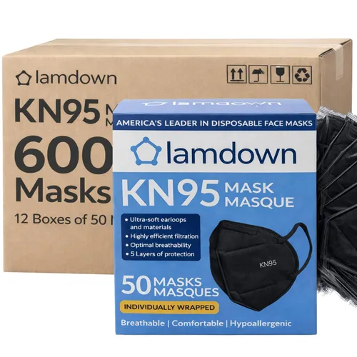 Miniatura 10 de Paquete de 600 mascarillas KN95, cubrebocas desechables de 5 capas de alta calidad para adultos, color blanco 600 máscaras (blanco)