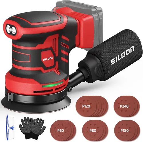 Miniatura 11 de Lijadora Orbital Aleatoria Inalámbrica Compatible con Dew 20V Max, Lijadora Orbital sin Escobillas de 5 Pulgadas con 19000 RPM 6 Velocidades