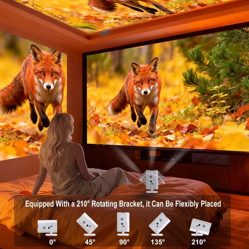 Miniatura 6 de Aplicaciones integradas y wifi: proyector con wifi y Bluetooth, proyector para dormitorio, compatible con 4K, proyector portátil, Keystone