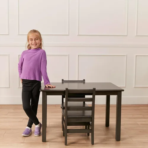 Miniatura 9 de ECR4Kids Juego de mesa y silla rectangular de madera dura de 24 x 36 pulgadas, altura de asiento de 12 pulgadas, muebles para niños, gris lavado