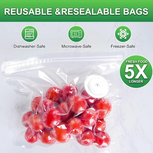 Miniatura 4 de Higfra Sous Vide - Bolsas de 30 unidades y 2 clips de sellado, válvula mejorada, reutilizables, sin BPA, bolsas selladoras al vacío, bolsas