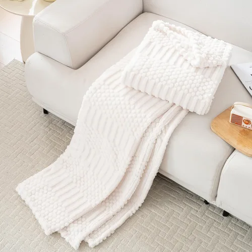 Miniatura 6 de Manta de Tiro Beige de 50 x 70 pulgadas, forro polar suave y esponjoso, bonita y estética, perfecta para sofá, sillón, silla, cama, sala de estar