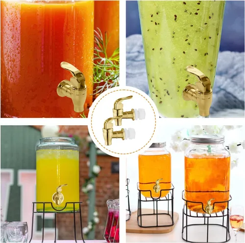 Miniatura 6 de Grifo para dispensador de bebidas, paquete de 2 boquillas doradas para dispensador de bebidas, grifo de estilo de empuje para dispensador