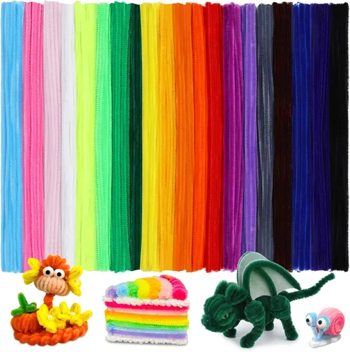 Miniatura 15 de Hssugi Limpiapipas plateadas, 100 piezas de limpiadores de pipas para manualidades, limpiadores de pipas dorados con purpurina a granel
