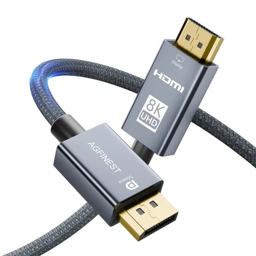 Cable DisplayPort a HDMI de 4K a 240Hz de 3.3 pies - 8K a 60Hz 2K a 480Hz, fuente DP1.4 activa unidireccional a pantalla HDMI 2.1, compatible con