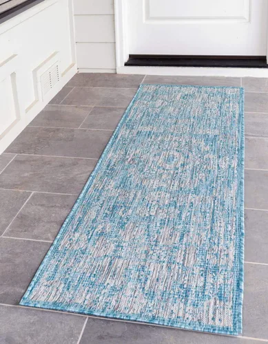Miniatura 28 de Unique Loom Alfombra de la colección tradicional para exteriores, desgastada durante el tiempo (octágono de 5 pies y 3 pulgadas, azul/gris)