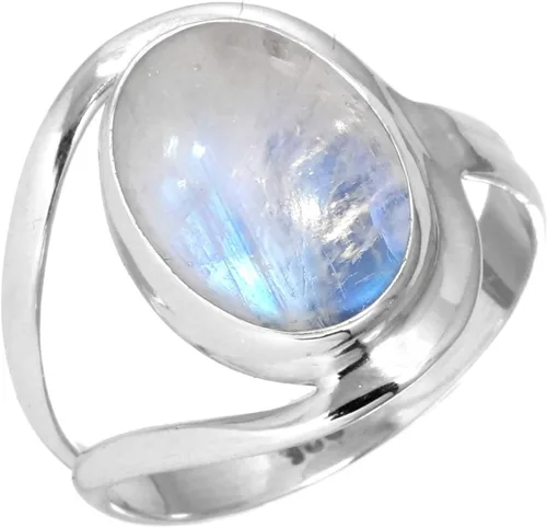JEWELOPORIUM - Anillo de plata de ley 925 hecho a mano para mujer, 10 x 14 pulgadas con piedras preciosas ovaladas, joyería para regalo (99021_R)