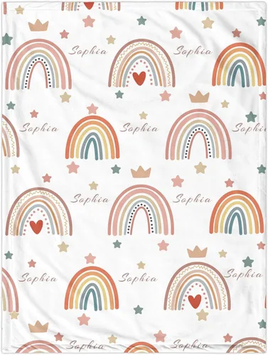 Manta bohemia personalizada con nombre, manta de recepción personalizada para bebé, recién nacido, regalos de cumpleaños de Pascua para niños y