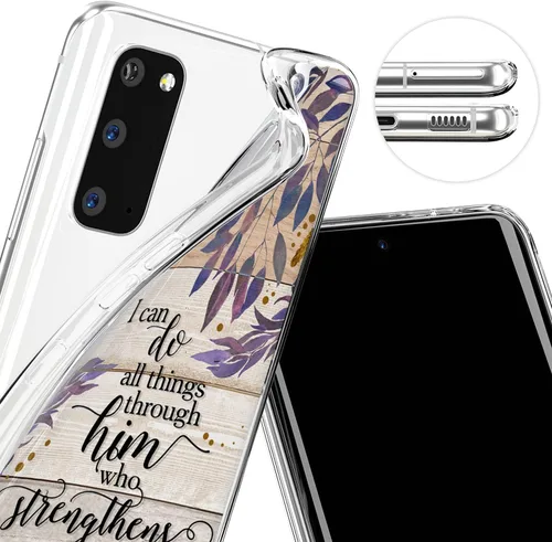 Miniatura 2 de Funda de teléfono compatible con Samsung Galaxy A73 A72 5G A71 A54 A52 A42 A34 A32 A14 A11 de madera con parachoques de celda transparente versículo