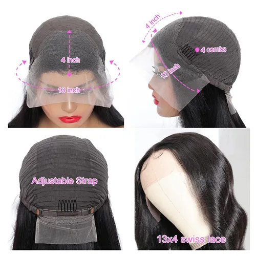 Miniatura 4 de Wear and Go - Pelucas sin pegamento, pelucas de encaje frontal de cabello humano precortadas con cabello de bebé, pelucas de encaje frontal de 13 x