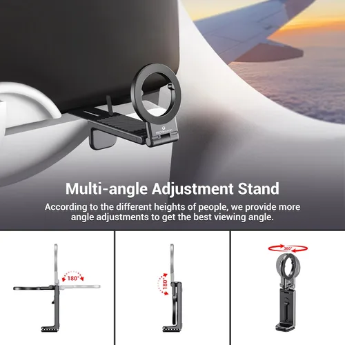 Miniatura 3 de PROfezzion Paquete de 2 soportes magnéticos para teléfono de avión para iPhone 17 16 15 14 13 12 y todos los teléfonos, rotación de 360°