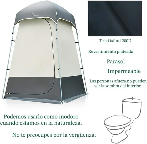 Miniatura 4 de Carpa de Ducha al Aire Libre Cambiador de Privacidad Carpas de Camping Portátiles Gris